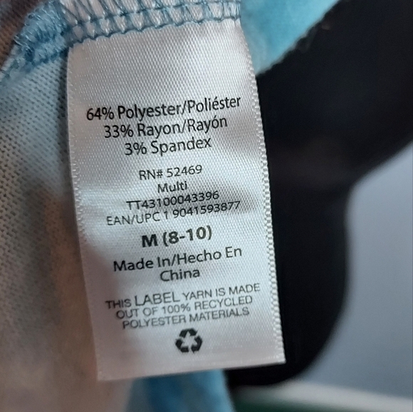 Time And Tru Size M(8-10) Aqua Tie Dye Long Sleeve Super Soft Top - Picture 6 of 6